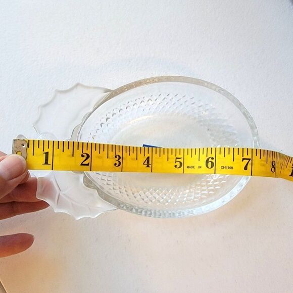 Christmas Candy Dish Studio Nova Glass Clear Frosted Holly Leaves Holiday Decor - Picture 8 of 8